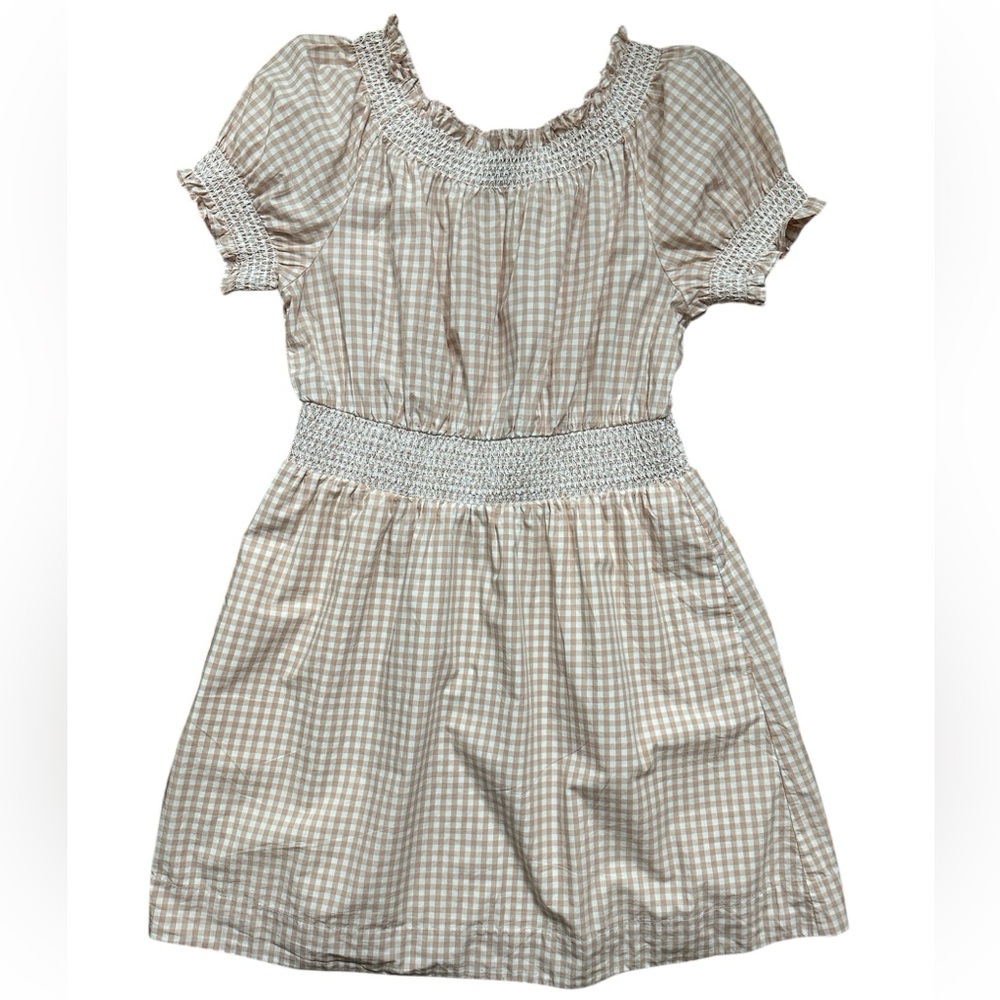 J. Crew Women’s Smocked Puff Sleeve 100% Cotton Poplin Dress Gingham size S